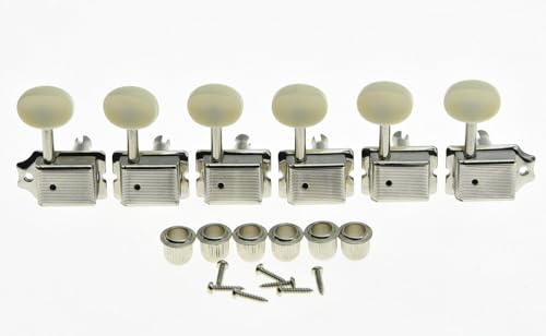 MINHTOANBV Part for Guitar Part for 6 Inline Strat/Tele Nickel w/Aged White Vintage Guitar Tuners Tuning Keys Pegs