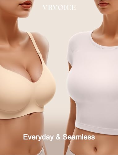 Image of Wireless Bras for Women Jelly No Underwire Push Up Seamless Comfort Full Coverage Supportive Soft Everyday Tshirt Bra