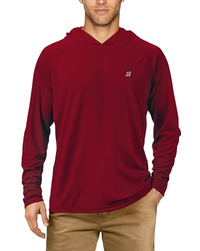 Roadbox Men's UPF 50+ Sun Protection Hoodie Shirt Outdoor UV Long Sleeve Fishing Shirts for Workout Running Swimming Hiking