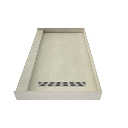Tile Redi RT3060R-PVC-SQPC Shower Pan with Right Drain- Single Curb Shower Base, 2\" PVC Drain, and Grate Included, 60\" Width x 30\" Depth - Thumbnail 3