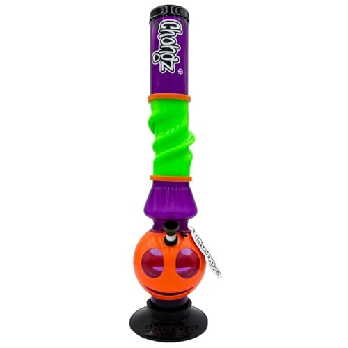CHONGZ Acrylic Bong 40cm Tasty Treat Acrylic Ice Pinch Plastic Waterpipe Swirl Design with Metel Cone & Stem - Random Colour Delivery
