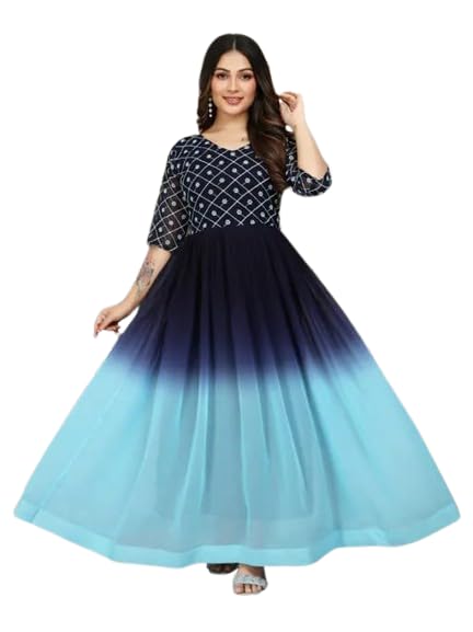 Fancy Gown with Colorblock Design for Great Women and Beautiful Girl-HEENA9-picture-40