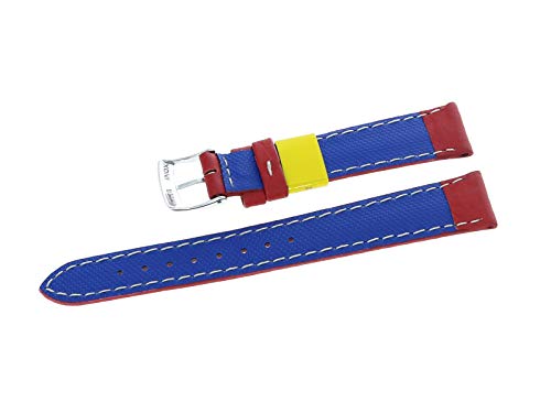 Bracelet de montre en cuir véritable 16 mm rouge interchangeable boucle ardillon
