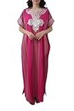 gandoura femme Couleurs vives Générique Gandoura Caftan pour Femme,Tenue Marocaine en Coton Effet Lin, Gandoura Marocaine à Rayure de Taille Unique