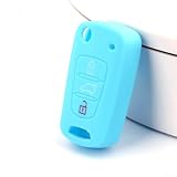 Coque de protection en silicone à 3 boutons facile à installer, convient pour plusieurs voitures des célèbres marques coréennes (bleu clair)