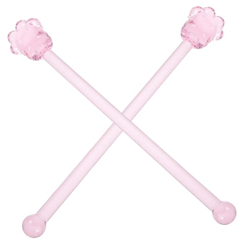 Cabilock 2Pcs Glass Drink Stirrers Creative Cocktail Swizzle Sticks Reusable Mixing Rods for Juice and Party Beverages Adorable Design
