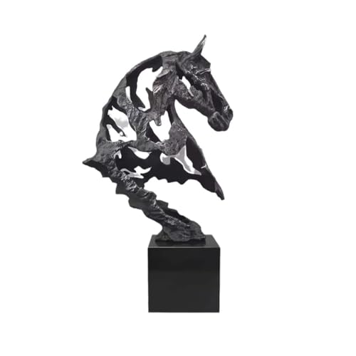 Escultura de cabeza de caballo en hierro fundido y mármol abstracto para mesa de salón 2