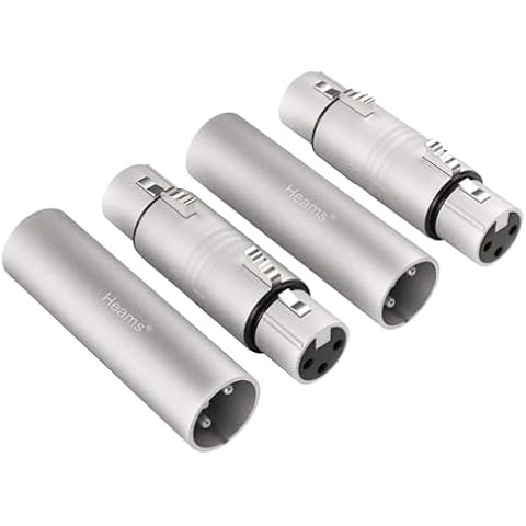 Heams 4 Pack (2 Pair) Professional XLR Adapter, XLR Male to Male & XLR Female to Female 3 Pin Connector for Microphone, Mixer, Silver Cover
