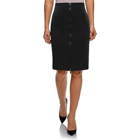 oodji Collection Women's Front Zipper Jersey Skirt, Black, UK 8 / EU 38 / S Cover