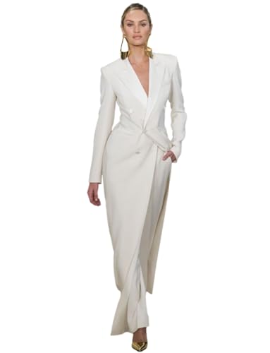 Women's 2-Piece Peak Lapel Suit Double Breasted Buttons Jacket Pants Formal Prom Party