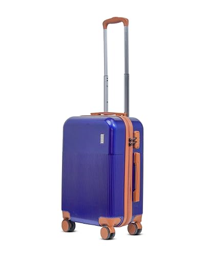 Image of Mode Maestro | Hard-Sided Polycarbonate Trolley Suitcase | 360 8-Wheel Easy Drag | Brown Color Accessories | Light-Weight | TSA Lock | 3-Yr Warranty | Cabin Luggage Bag 20in (Blue, 55cm (S))
