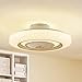LED Ventilateur de plafond avec lampe 'Lissiana' à intensité variable (Moderne) en Blanc en Métal e. a. pour Salon & Salle à manger (1 lampe,à) | Ventilateur