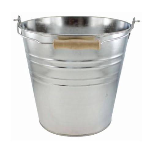 Garden Mile® Cubo de Acero Galvanizado de 12 Litros - Uso General y Limpieza - Metal Resistente Con Mango de Madera - Para Cenizas de Carbón y Agua