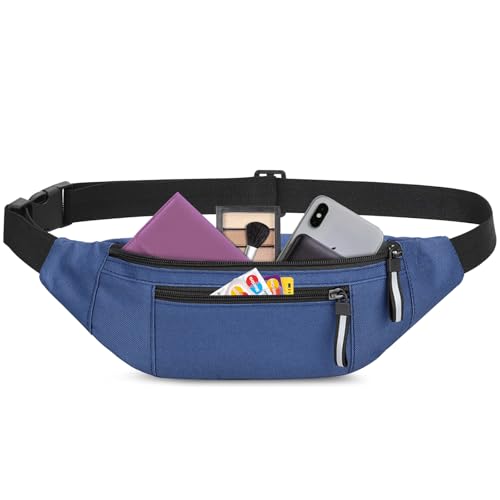 Dulynva wasserdichte Hüfttasche Herren, Bauchtasche, Verstellbarer Gurt, Bauchtasche mit Diebstahlschutz 2 Fächern, Oxford-Gewebe, Schnell Trocknend, für Sport, Reisen, Alltag