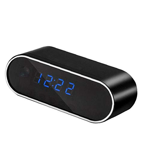 lujiaoshout WiFi cámara del Reloj, Alarma inalámbrica IP de la cámara de Seguridad Movimiento Despertador para Home Hotel Negro