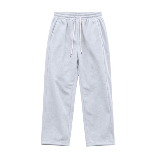 Mens Fleece Lined Sweatpants Straight Leg Open Bottom Pants with Pockets - image 4