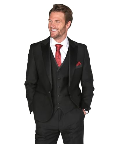 Smoking Noir de Mariage Homme Costume 3 Pièces Affaires Tenue de Soirée Chic