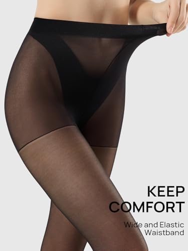 MANZI Pantyhose for Women Nylon Sheer Tights Under Dress 20D 6 Pairs4