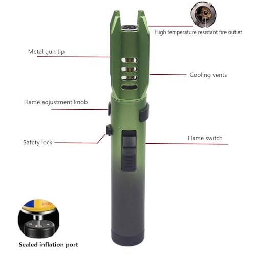 Encendedor tipo soplete ajustable con llama verde miniatura 3