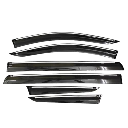Image of CAR SAAZ Chrome Line Door Visor for Mobilio (2014-2017)(Set of 6Pcs) |Wind Deflector Rain Guard