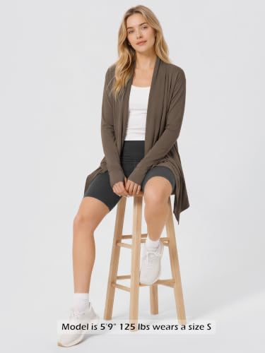 Image of ODODOS Women's Drape Open Front Cardigans Cozy Soft Long Sleeve Casual Wrap Outerwear with Pockets Thumb Hole
