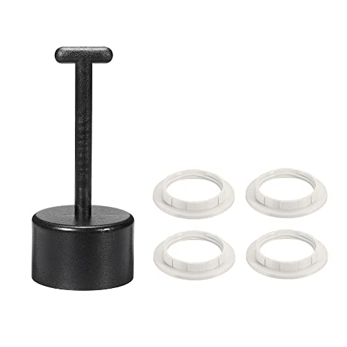 MECCANIXITY E26/E27 Socket Ring Removal Tool T Type with Lamp Shade Socket Rings for Medium Base, Light Replacing Accessories, White Pack of 5
