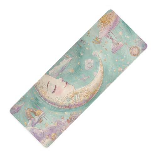 Aesthetic Boho Moon Dreamy Circus printed yoga matt Thick 1 mm for home non slip, with carrying bag tapete para ejercicio 71x26 inches