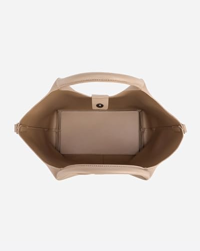 Image of NEWBELLA Women's Vegan Leather Tote Bag 2-Piece Set, Fashion Top Handle Purse with Buckle Design, Solid Color Shoulder Bag for Work, Travel & Daily Use (Apricot)