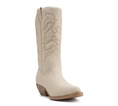 Image of Soda RENO ~ Women Western Cowboy Stitched Pointe Toe Low Heel Ankle Mid Shaft Fashion Boots