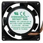 COMMON WEALTH FP-108AX-S1-B-R 115 115 VAC Tube axial Fan 80 mm x 80 mm x 25 mm 23 CFM
