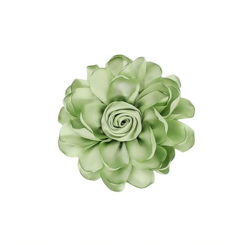 Image of Extra Large Satin Fabric Flower Brooch for Women Elegant Rose Camellia Floral Brooch Pin Handmade Big Satin Fabric Flower Statement Brooch Pin Vintage Clothing Hat Bag Accessories Christmas Wedding Bridal Birthday Jewelry
