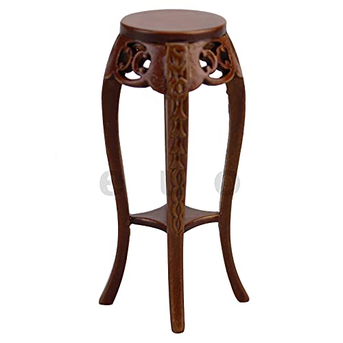 Dollhouse 1:12 Scale Miniature high quality Wooden hand carving Round Flower shelf