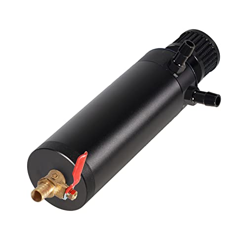 Edicapo Universal Baffled Oil Catch Can Kit 2-Port Reservoir Tank Large Filter Drain Valve 750ml Billet Aluminum Black by Edicapo - Image 7