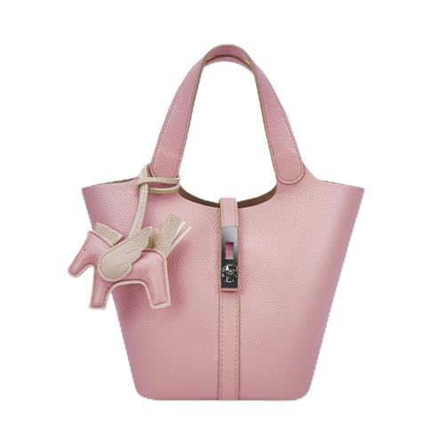Kadynow Tote Bag for Women Vegan Leather Bucket Purse for Women Top Handle Handbag Shoulder Bag with Detachable Small Purse Pink