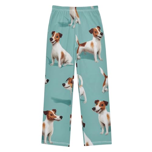 Lovely Jack Russell Dog Boys Long Pants Soft Trousers Elastic Waist Kids Lounge Bottoms with Pockets S-XL