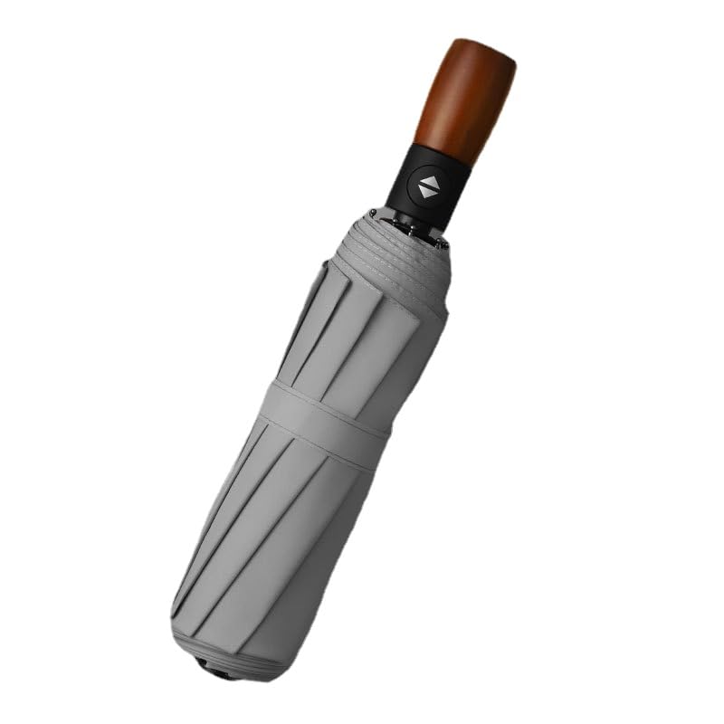 NW 1776Large Men's Vintage Wooden Handle Umbrella - 10 Rib, Automatic, Waterproof, Windproof - Ideal Rain or Shine
