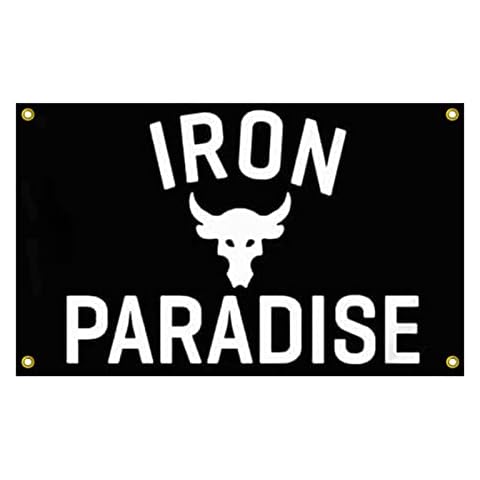 FLAGBURG Iron Paradise Flag 3x5 Ft Indoor Outdoor Gym Banners for Home Gym Decorating Family Fade Resistant Funny Flags 90x150cm Cover