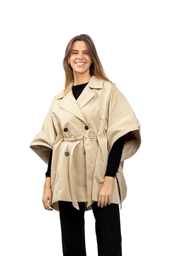 Cape trench beige avec fermeture croisée boutonnée haut de gamme