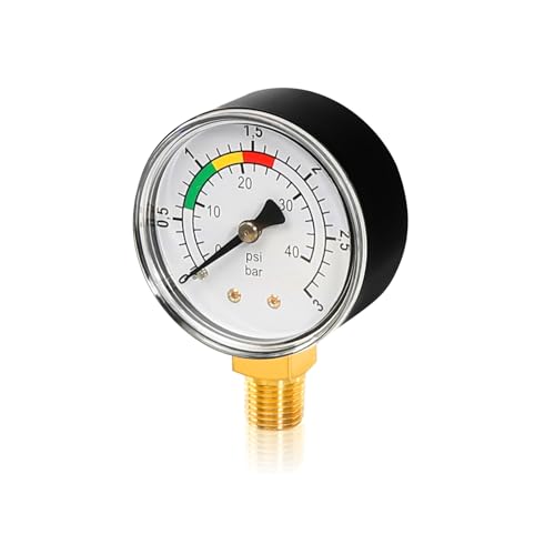 Manometer Wasser Manometer 1/4 Zoll Pool Druckmanometer Wasser Wasserdruck Druckmessgerät Sandfilteranlage 0-3BAR/PSI Präziser Wasserdruckmesser für Pool und Fischteiche