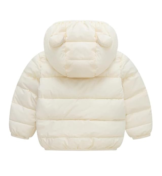 Blue Cartoon Lion Print Kids Shiny Sparkling Quilted Winter Warm Hood Jacket Coat Fleece Bomber Jersey Coat Quilted Jacket for Boys Girls Kids (White, 5-6 Years)
