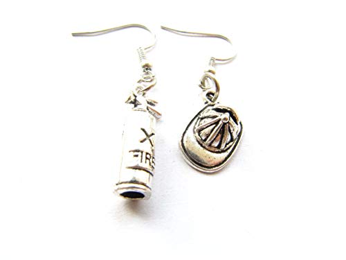 Firefighter Earrings,Ancient Silver Nautical Camp Fire Charm Jewelry,Gifts for Her (#1) - Image 3