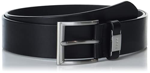 BOSS Men's Thick Silver Buckle Smooth Leather Belt