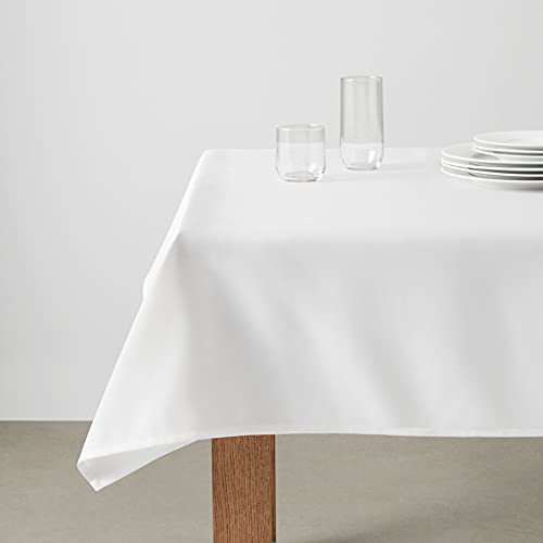 Amazon Basics Washable Polyester Rectangular Fabric Tablecloth, 102" X 60", Pack Of 2, White, Solid #TOP4