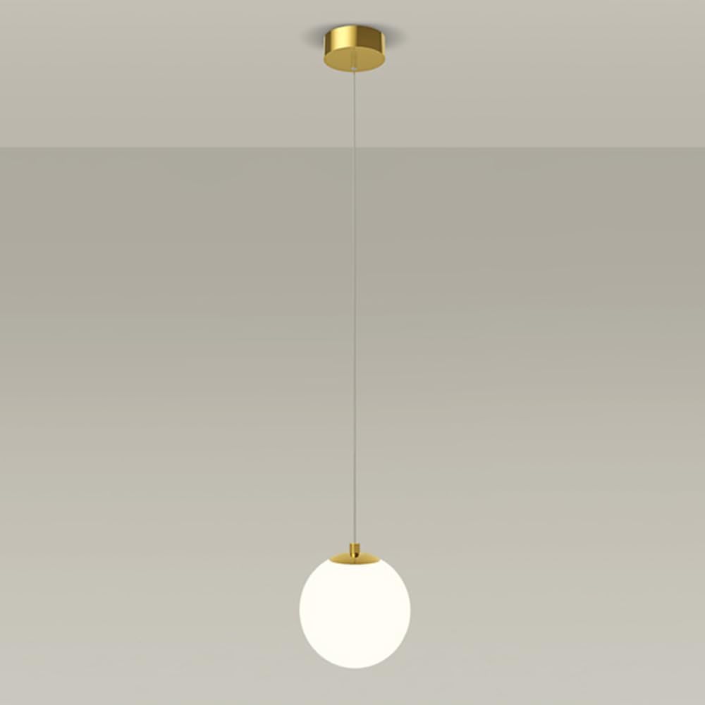 Mid Century Glass Globe Light, Led Lighting for Kitchen Island - 3 Color Temp, Bedroom Bathroom Living Room Adjustable Height Hanging Ceiling Lihgts/Black/a