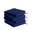 Outdoor Chair Cushions Set of 4, Waterproof & Fade Resistant Seat Cushion for Patio Furniture - 18.5 x 16 Inch Chair Pads with Ties and Hidden Zipper - Patio Chair Cushion Replacement, Navy Blue