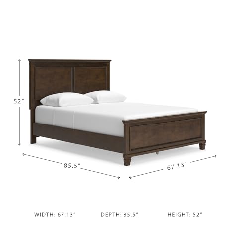 Image of Signature Design by Ashley Danabrin Traditional Queen Panel Bed with Tapered Feet, Foundation or Box Spring Needed, Dark Brown