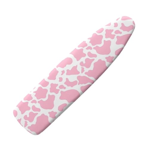 Dolyues Pink Cow Print Iron Board Cover Extra Thick Ironing Board Cover Heavy Duty Ironing Board Pad Protective Cover with Elastic Edge and Hook and Loop Fasteners, Easy to Install