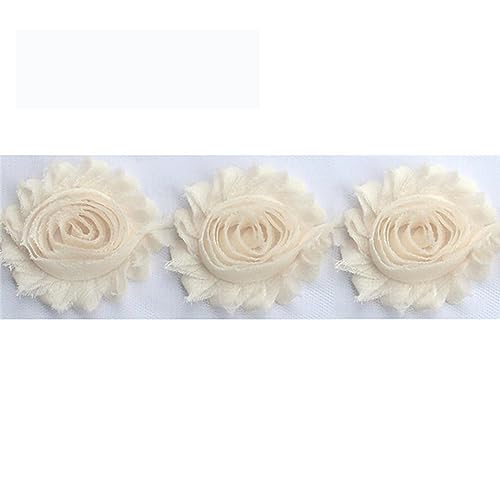 5 uds., 2,5 ', 6cm, gasa deshilachada, rosa desgastada, flores, roseta, malla, encaje, diadema, lazo para el pelo, tutú, vestido de novia, costura-crema