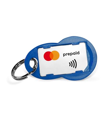 VIMpayGo die kleinste MasterCard der Welt: NFC-Microcard für kontaktloses Bezahlen | Mit Einkaufswagenlöser als Schlüsselanhänger in Blau