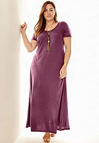Jessica London Women's Plus Size T-Shirt Maxi Dress - 30, Vivid Blue #TOP4